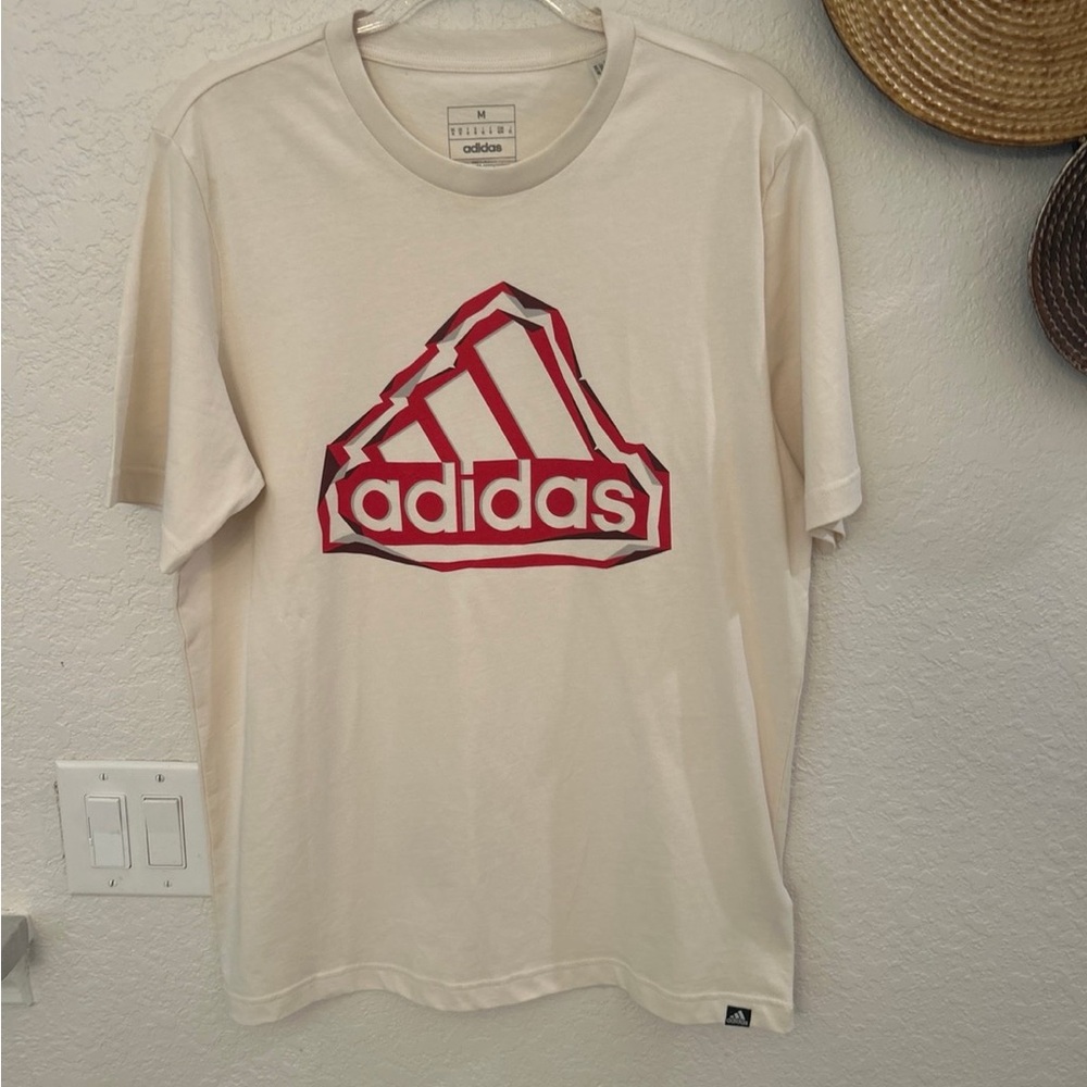 Men's‎ adidas Folded Badge Sportswear Graphic Tee in beige color M